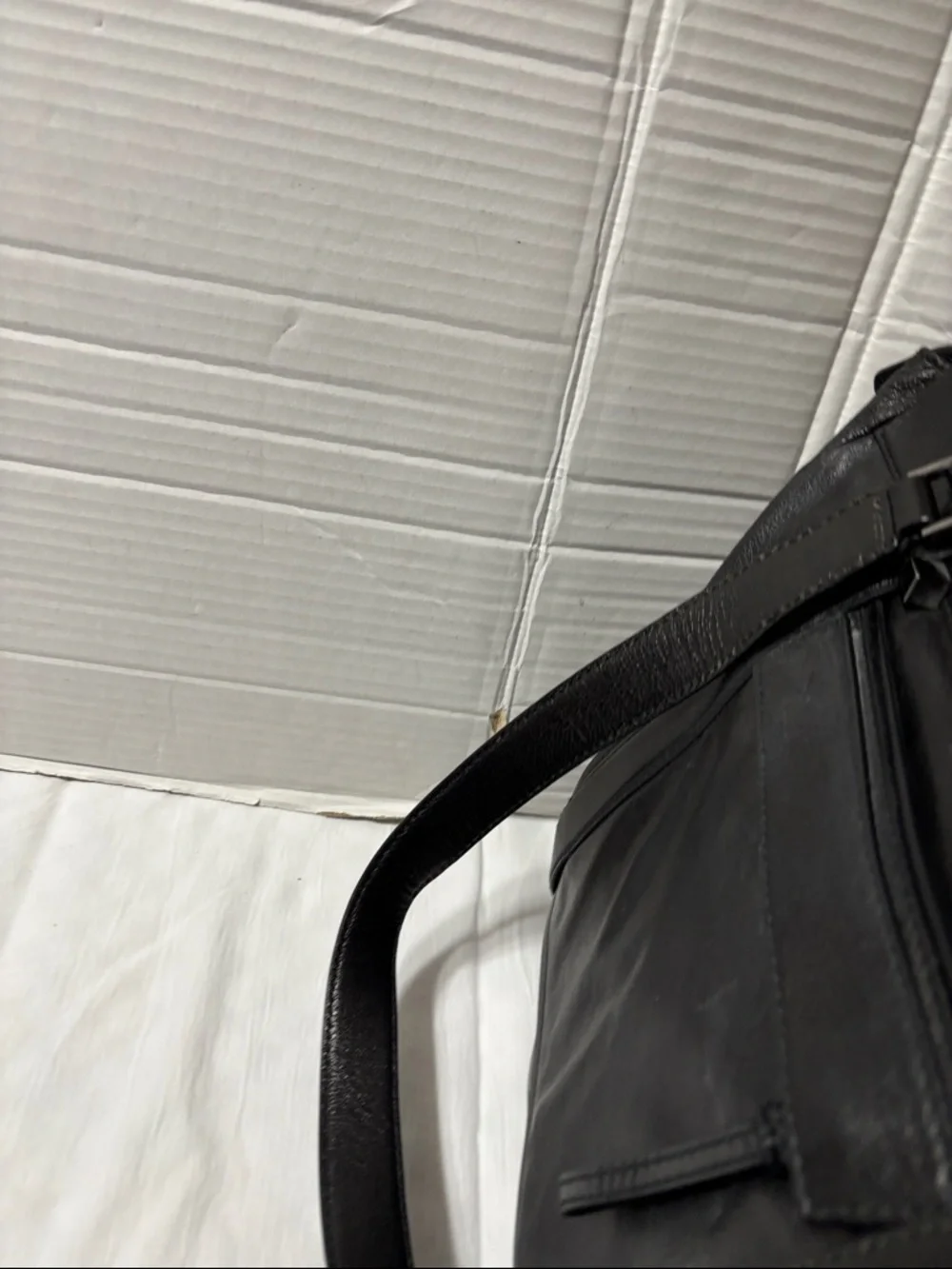 HUGO Black Leather Tote Briefcase. Unisex, full grain leather. EUC